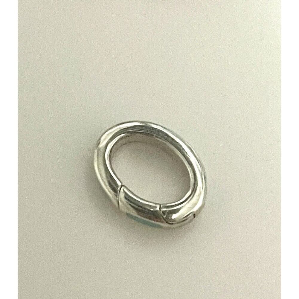 Tiffany & Co Blue Enamel Silver Clasping Jump Ring Extension Pendant Bracelet - Picture 5 of 10